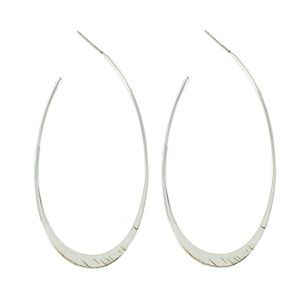 Silver Oval Hoop Earrings